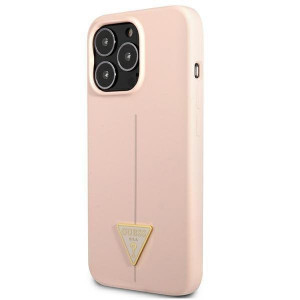 Оригинален гръб GUESS Silicone Triangle Logo GUHCP13LSLTGP - iPhone 13 Pro розов - Img 2