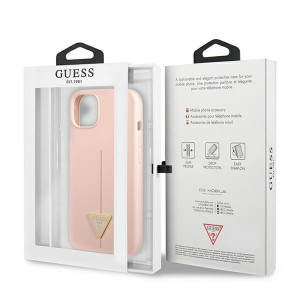 Оригинален гръб GUESS Silicone Triangle Logo GUHCP13MSLTGP - iPhone 13 розов - Img 8