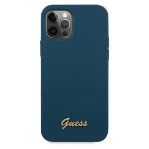 Оригинален гръб GUESS Silicone Vintage Gold Logo GUHCP12LLSLMGBL - iPhone 12 Pro Max син - Img 3