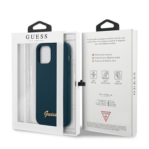 Оригинален гръб GUESS Silicone Vintage Gold Logo GUHCP12LLSLMGBL - iPhone 12 Pro Max син - Img 8