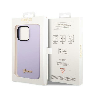 Оригинален гръб GUESS Silicone Vintage Gold Logo GUHCP14XSLSMU - iPhone 14 Pro Max лилав - Img 8