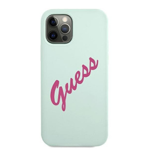 Оригинален гръб GUESS Silicone Vintage Script GUHCP12LLSVSBF - iPhone 12 Pro Max син - Img 3