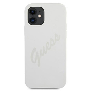 Оригинален гръб GUESS Silicone Vintage Script GUHCP12SLSVSCR - iPhone 12 mini сив - Img 3