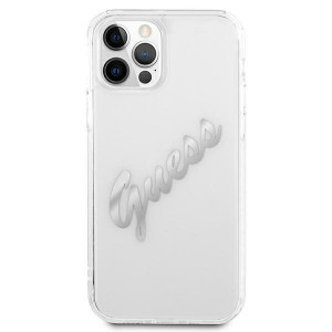 Оригинален гръб GUESS Vintage Script Silver GUHCP12MKTRSVSI - iPhone 12 / 12 Pro прозрачен - Img 3