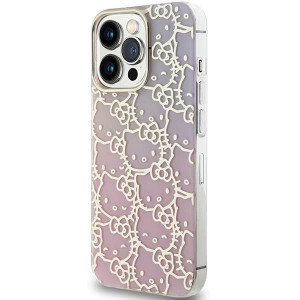 Оригинален гръб Hello Kitty IML Gradient Electrop Crowded Kitty Head - iPhone 15 Pro розов - Img 2