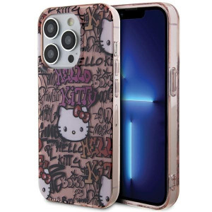 Оригинален гръб Hello Kitty IML Tags Graffiti - iPhone 15 Pro Max розов - Img 1