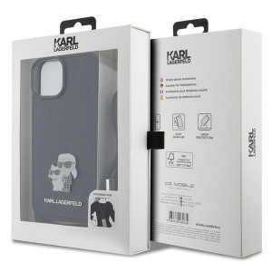 Оригинален гръб KARL LAGERFELD Crossbody Saffiano Metal Pin Karl & Choupette - iPhone 15 Plus черен - Img 7
