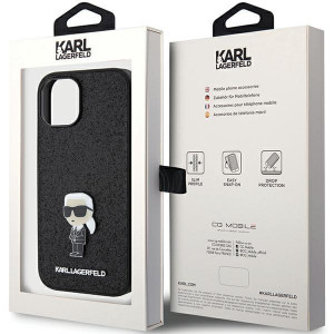 Оригинален гръб KARL LAGERFELD Fixed Glitter Ikonik Logo Metal Pin - iPhone 15 черен - Img 8