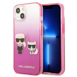 Оригинален гръб KARL LAGERFELD Gradient Ikonik Karl & Choupette KLHCP13STGKCP - iPhone 13 mini розов - Img 1