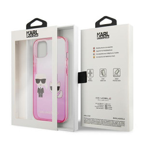 Оригинален гръб KARL LAGERFELD Gradient Ikonik Karl & Choupette KLHCP13STGKCP - iPhone 13 mini розов - Img 8