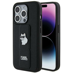 Оригинален гръб KARL LAGERFELD Gripstand Saffiano Choupette Pins - iPhone 14 Pro черен - Img 1