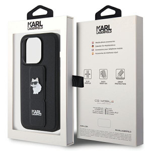 Оригинален гръб KARL LAGERFELD Gripstand Saffiano Choupette Pins - iPhone 14 Pro черен - Img 9