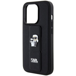 Оригинален гръб KARL LAGERFELD Gripstand Saffiano Karl & Choupette Pins - iPhone 13 Pro черен - Img 6