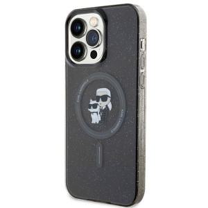 Оригинален гръб KARL LAGERFELD Karl & Choupette Glitter MagSafe - iPhone 15 Pro Max черен - Img 2