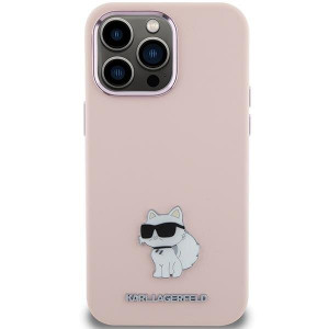 Оригинален гръб KARL LAGERFELD Silicone Choupette Metal Pin - iPhone 15 Pro розов - Img 3