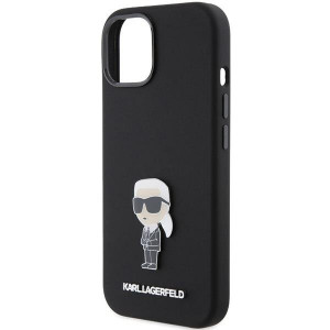 Оригинален гръб KARL LAGERFELD Silicone Ikonik Metal Pin - iPhone 15 черен - Img 6