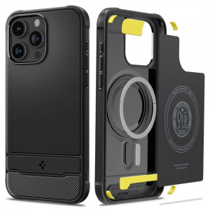 Оригинален гръб SPIGEN Rugged Armor MagSafe - iPhone 15 Pro черен мат - Img 1