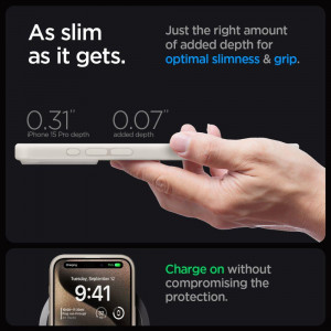 Оригинален гръб SPIGEN Ultra Hybrid MagSafe - iPhone 15 Pro matte natural titanium - Img 12