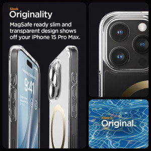 Оригинален гръб SPIGEN Ultra Hybrid MagSafe - iPhone 15 Pro Max златист - Img 11