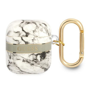 Оригинален калъф за слушалки GUESS Marble Strap GUA2HCHMAG - AirPods 1 / 2 сив - Img 1