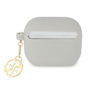 Оригинален калъф за слушалки GUESS Silicone Charm 4G GUA3LSC4EG - AirPods 3 сив - Img 2