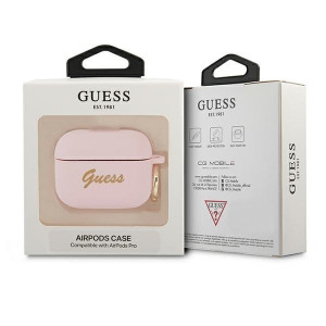 Оригинален калъф за слушалки GUESS Silicone Vintage Script GUAPSSSI - AirPods Pro розов - Img 3