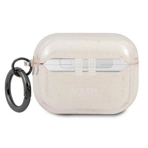 Оригинален калъф за слушалки Karl LAGERFELD Glitter Karl's Head KLAPUKHGD - AirPods Pro златист - Img 2