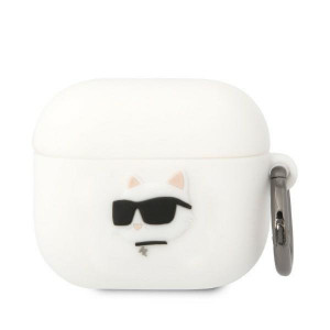 Оригинален калъф за слушалки Karl LAGERFELD Silicone Choupette Head 3D KLA3RUNCHH - AirPods 3 бял - Img 1