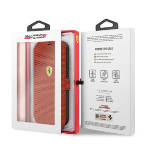 Оригинален калъф тип книга FERRARI Track Perforated FESPEFLBKP12SRE - iPhone 12 mini червен - Img 5
