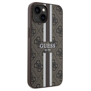 Оригинален калъф тип книга GUESS 4G Printed Stripes MagSafe - iPhone 13 / 14 / 15 кафяв - Img 4