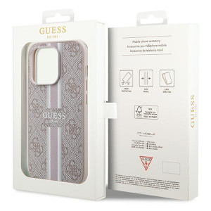 Оригинален калъф тип книга GUESS 4G Printed Stripes MagSafe - iPhone 15 Pro Max розов - Img 8