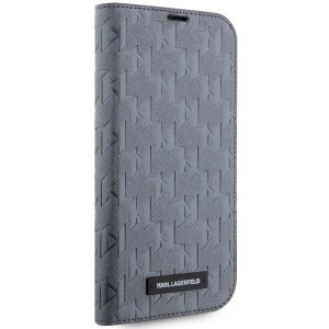 Оригинален калъф тип книга KARL LAGERFELD Saffiano Monogram KLBKP14XSAKLHPG - iPhone 14 Pro Max сребрист - Img 5