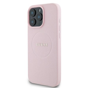 Оригинален Калъф Guess MagSafe Grained Gold Ring iPhone 15 Pro Max Case - Розов - Img 2