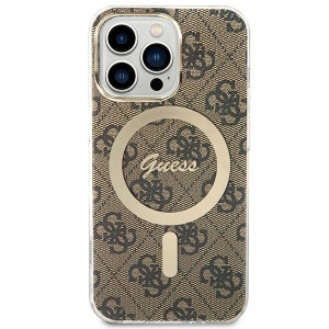 Оригинален комплект GUESS 4G Print (гръб + зарядно) MagSafe GUBPP13XH4EACSW - iPhone 13 Pro Max кафяв - Img 3