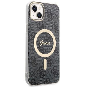 Оригинален комплект GUESS 4G Print (гръб + зарядно) MagSafe GUBPP14MH4EACSK - iPhone 14 Plus черен - Img 4