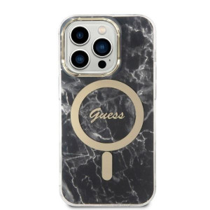 Оригинален комплект GUESS Marble (гръб + зарядно) MagSafe GUBPP14XHMEACSK - iPhone 14 Pro Max черен - Img 3