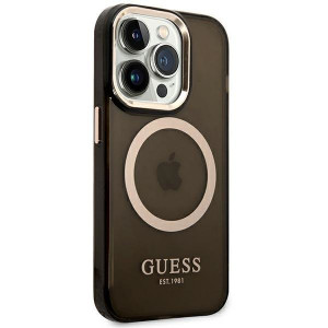 Оригинален полупрозрачен твърд гръб GUESS Gold Outline MagSafe GUHMP14LHTCMK - iPhone 14 Pro черен - Img 4