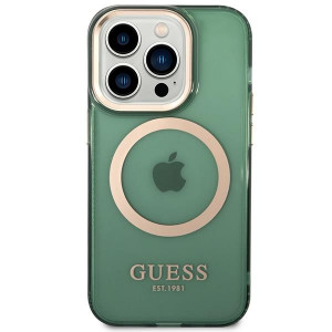 Оригинален полупрозрачен твърд гръб GUESS Gold Outline MagSafe GUHMP14XHTCMA - iPhone 14 Pro Max зелен - Img 3