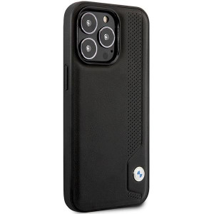 Оригинален твърд гръб от еко кожа BMW Leather Blue Dots BMHCP14L22RBDK - iPhone 14 Pro черен - Img 4