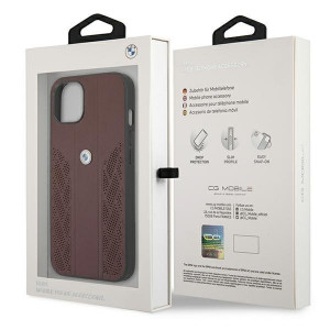 Оригинален твърд гръб от еко кожа BMW Leather Curve Perforate BMHCP13MRSPPR - iPhone 13 червен - Img 7