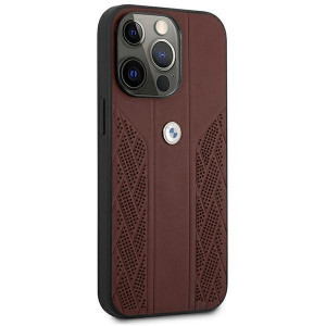 Оригинален твърд гръб от еко кожа BMW Leather Curve Perforate BMHCP13LRSPPR - iPhone 13 Pro червен - Img 4
