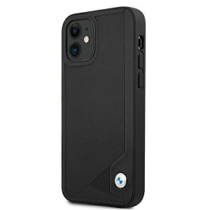 Оригинален твърд гръб от еко кожа BMW Leather Deboss BMHCP12SRCDPK - iPhone 12 mini черен - Img 2
