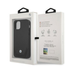 Оригинален твърд гръб от еко кожа BMW Leather Perforate BMHCP12LRSWPK - iPhone 12 Pro Max черен - Img 8
