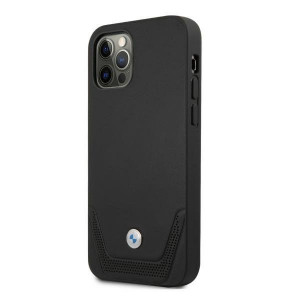 Оригинален твърд гръб от еко кожа BMW Leather Perforate BMHCP12MRSWPK - iPhone 12 / 12 Pro черен - Img 2