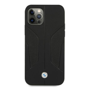 Оригинален твърд гръб от естествена кожа BMW Leather Perforate Sides BMHCP12MRSCSK - iPhone 12 / 12 Pro черен - Img 3