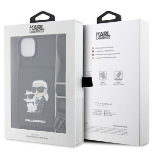 Оригинален твърд гръб с презрамка KARL LAGERFELD Saffiano Karl & Choupette KLHCP14MCSAKCPMK - iPhone 14 Plus черен - Img 8