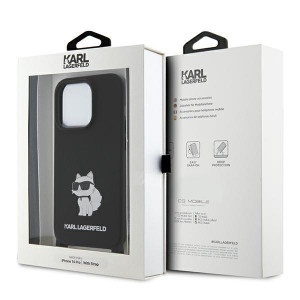 Оригинален твърд гръб с презрамка KARL LAGERFELD Silicone Choupette KLHCP15XSCBSCNK - iPhone 15 Pro Max черен - Img 7