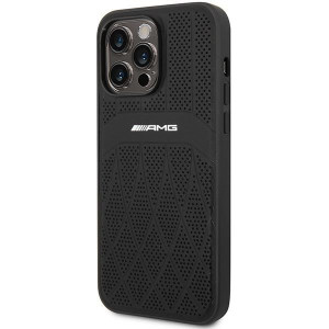 Оригинален твърд гръб AMG Leather Curved Lines MagSafe AMHMP14XOSDBK - iPhone 14 Pro Max черен - Img 2