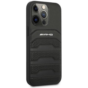 Оригинален твърд гръб AMG Leather Debossed Lines AMHCP14LGSEBK - iPhone 14 Pro черен - Img 4