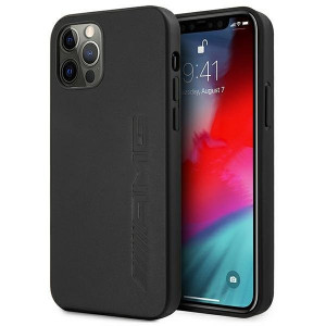 Оригинален твърд гръб AMG Leather Hot Stamped AMHCP12LDOLBK - iPhone 12 Pro Max черен - Img 1
